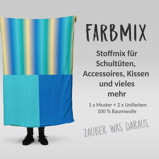 Stoffmix PANEL: Zeitmaschinen Verlauf (97 cm x 150 cm) - perfekt für Schultüten & Accessoires zur Einschulung | Farbverlauf, Ninja, Kämpfer