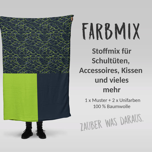 Stoffmix PANEL: Grüne Wurzeln (97 cm x 150 cm) - perfekt für Schultüten & Accessoires zur Einschulung | Dschungel,Lianen,Panther, Wurzelwerk