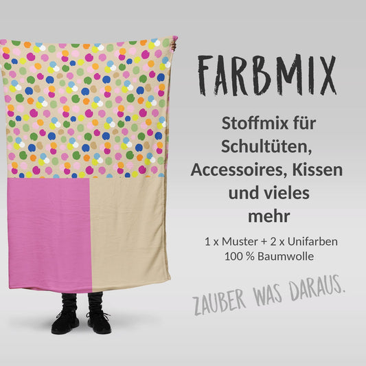 Stoffmix PANEL: Ökosystem 2025 (97 cm x 150 cm) - perfekt für Schultüten & Accessoires zur Einschulung | Hund, Katze, Pferd, Tiere, Punkte