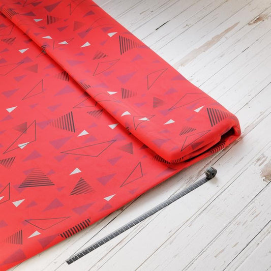 Baumwollsatin: Red Mission - perfekt für Schultüten, Accessoires zur Einschulung - Ninja, Rot, Kämpfer, Dreiecke