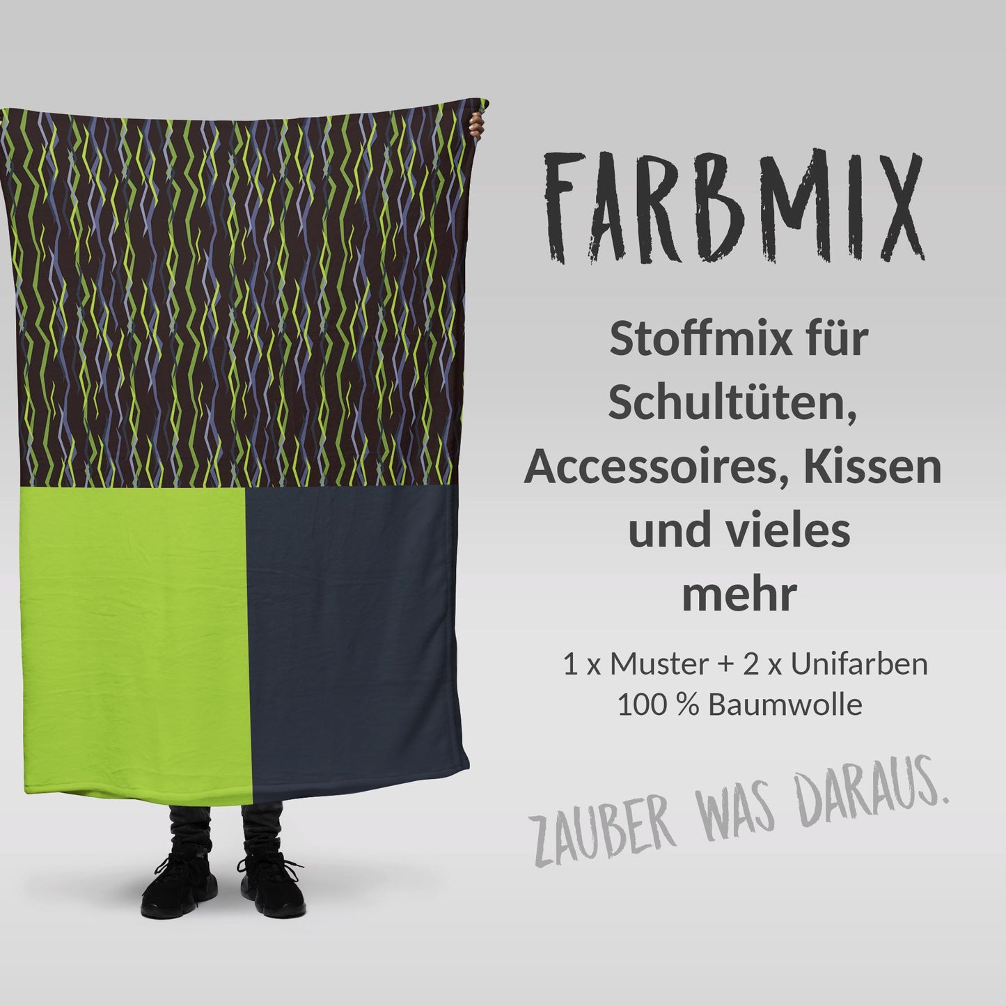 Stoffmix PANEL: Dark Jungle (97 cm x 150 cm) - perfekt für Schultüten & Accessoires zur Einschulung | Dschungel, Panther, Tiger, Raubkatze
