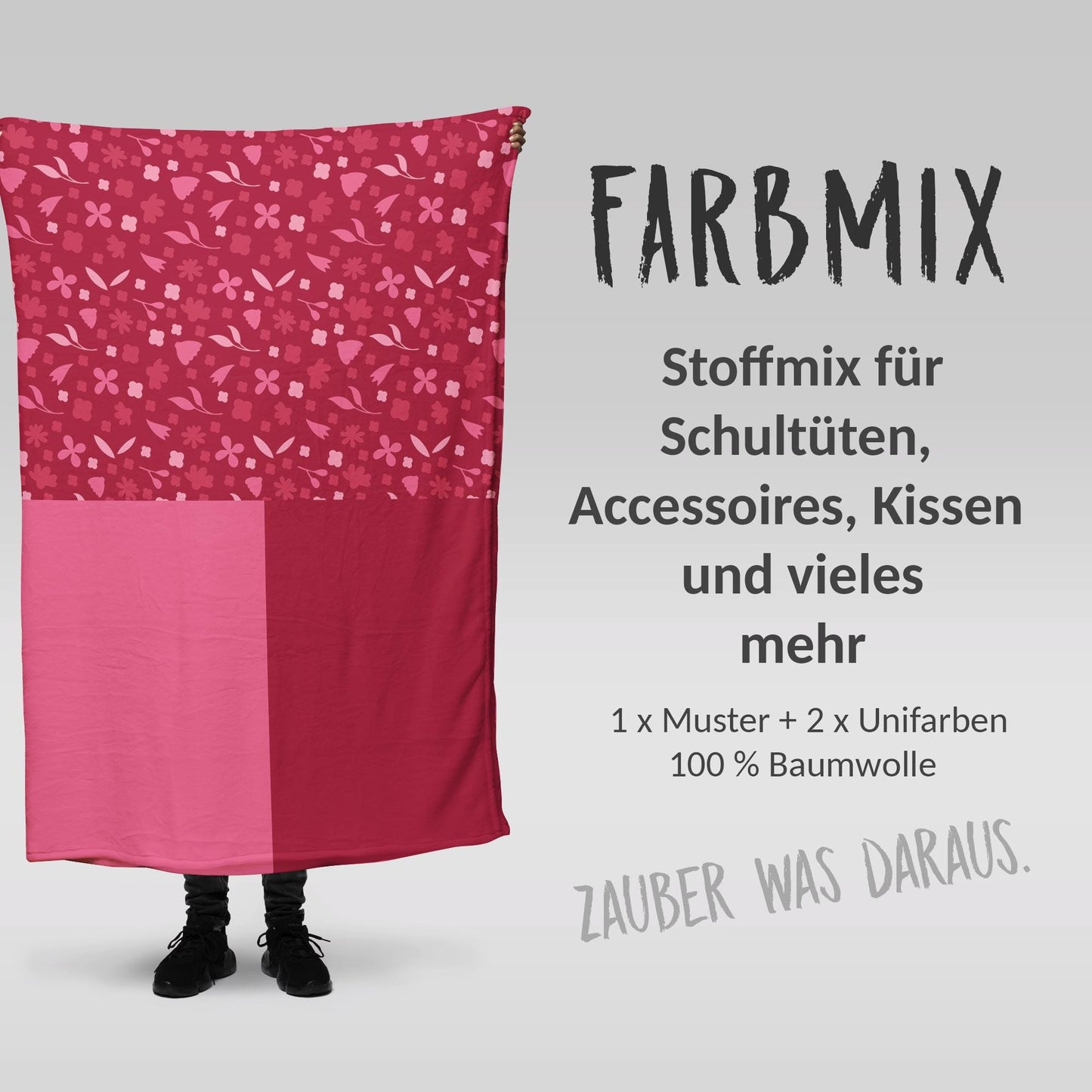 Stoffmix PANEL: Beerenblumen (97 cm x 150 cm) - perfekt für Schultüten & Accessoires zur Einschulung | Pferd, Pony, Freunde