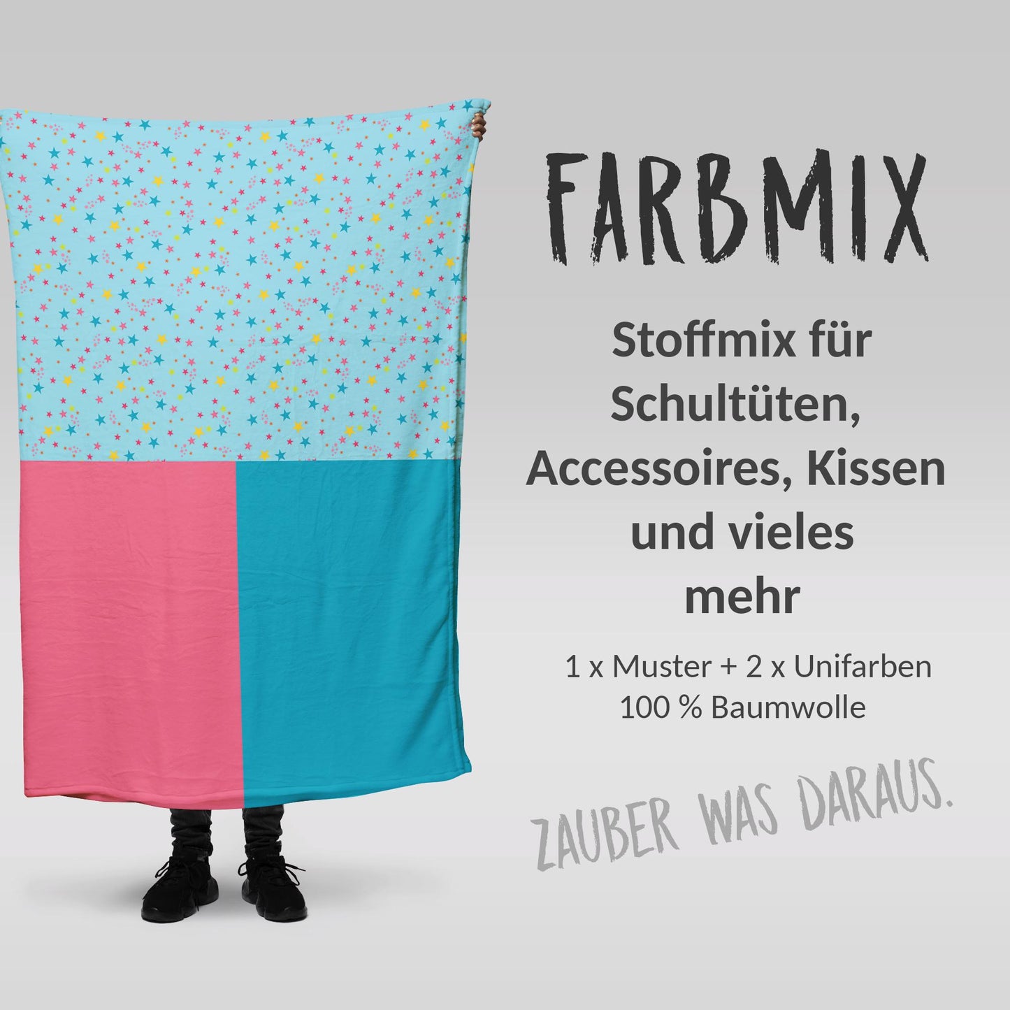 Stoffmix PANEL: Zaubersterne (97 cm x 150 cm) - perfekt für Schultüten & Accessoires zur Einschulung | Hexe, Sterne, Zauberer, Magie