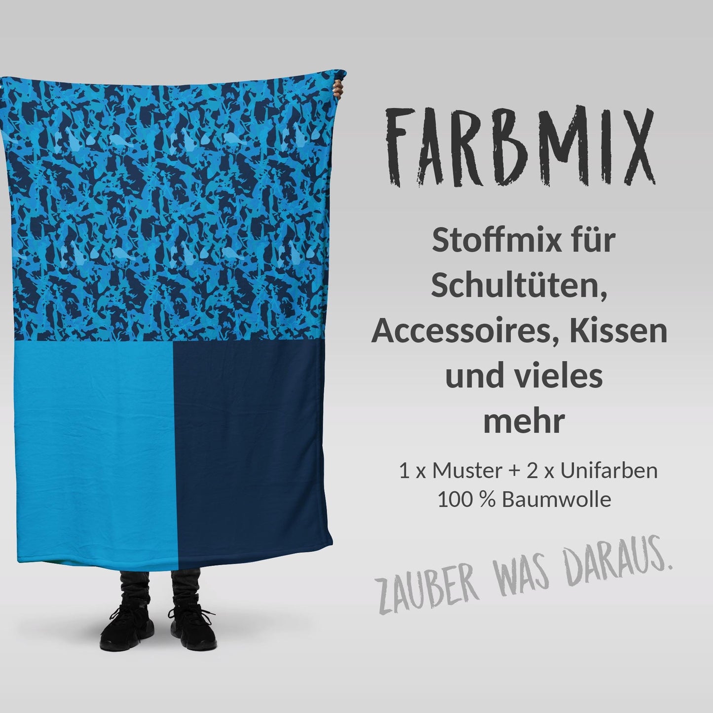 Stoffmix PANEL: Blue Ocean (97 cm x 150 cm) - perfekt für Schultüten & Accessoires zur Einschulung | Meer, Ozean, Unterwasser