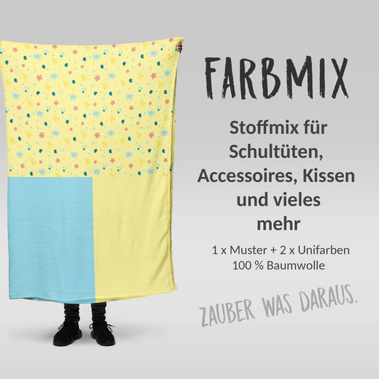 Stoffmix PANEL: Katzenfreunde (97 cm x 150 cm) - perfekt für Schultüten & Accessoires zur Einschulung | Blumen, Katzen, Tiere, Hamster
