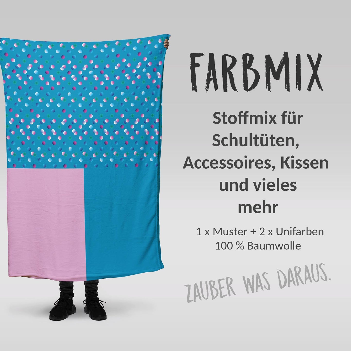 Stoffmix PANEL: Ozeanfreunde (97 cm x 150 cm) - perfekt für Schultüten & Accessoires zur Einschulung | Delfin, Hai, Wal, Schildkröte