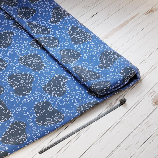 Baumwollsatin: Blubberblau - perfekt für Schultüten, Accessoires zur Einschulung - Delfin, Fisch, Meerjungfrau, Meer, Hai