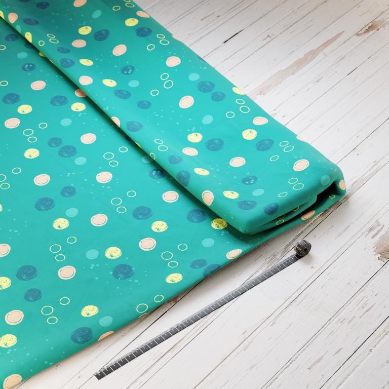 Baumwollsatin: Blaue Lagune - perfekt für Schultüten, Accessoires zur Einschulung - Delfin, Fisch, Meerjungfrau, Meer