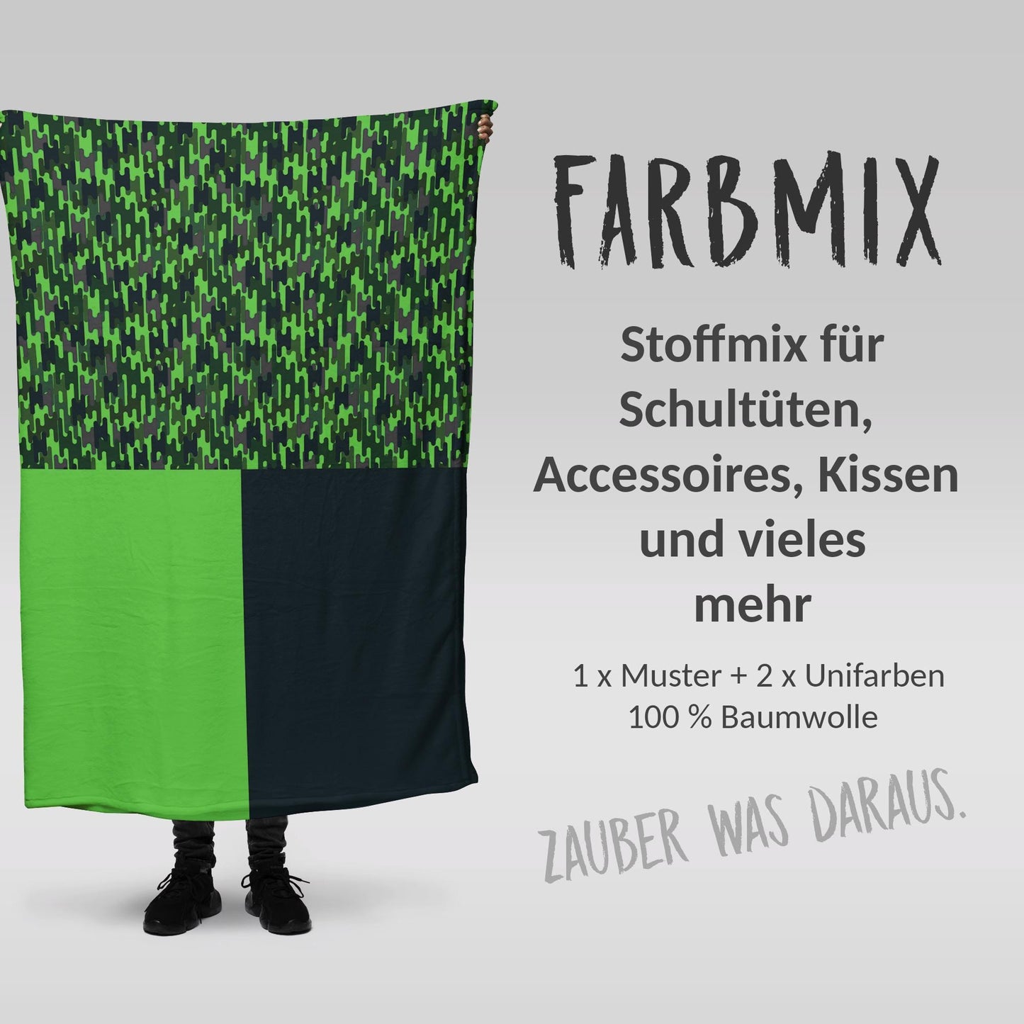 Stoffmix PANEL: Black Jungle (97 cm x 150 cm) - perfekt für Schultüten & Accessoires zur Einschulung | Dschungel, Wald, Tiger, Löwe, Panther