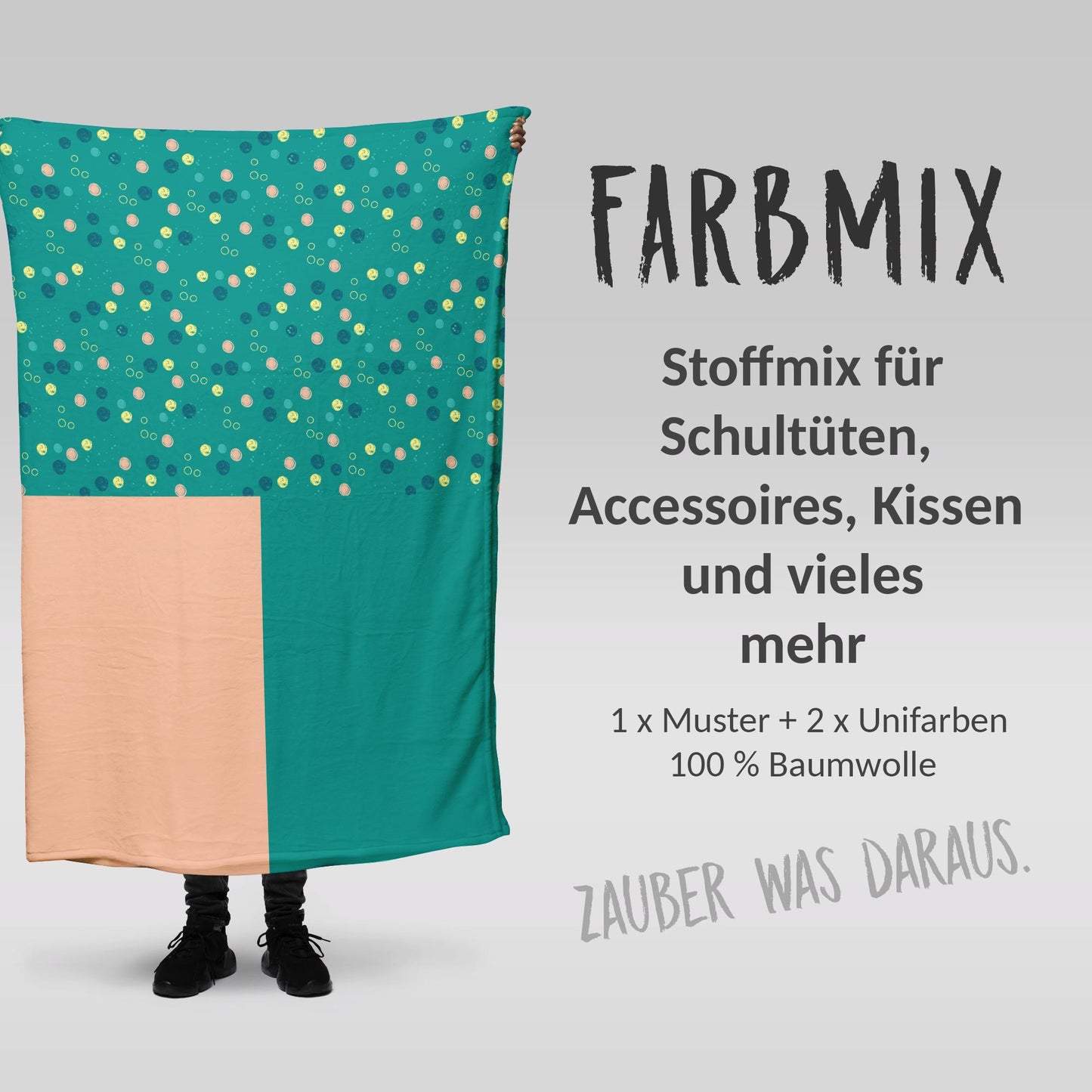 Stoffmix PANEL: Blaue Lagune (97 cm x 150 cm) - perfekt für Schultüten & Accessoires zur Einschulung | Delfin, Fisch, Meerjungfrau, Meer