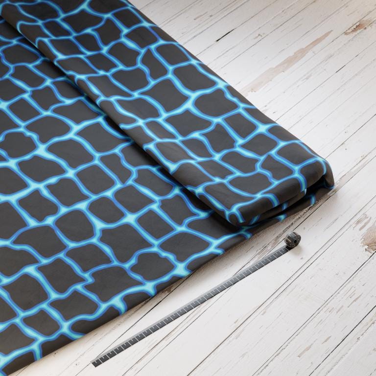 Baumwollsatin: Shockwave Blue - perfekt für Schultüten, Accessoires zur Einschulung - Dino, Lava, Drache, T-Rex