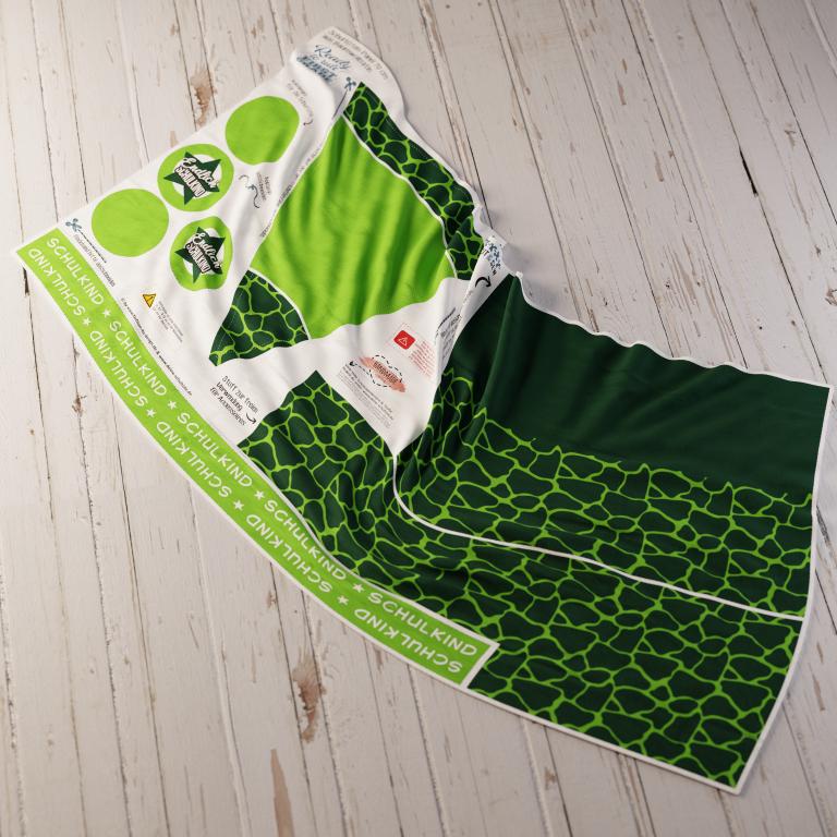 Schultüten Nähset - Muster + Unifarben: Dino Schuppen Grün - Baumwoll-Panel zum selber nähen - 70 cm oder 85 cm