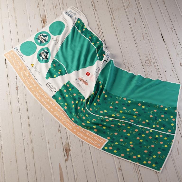 Schultüten Nähset - Muster + Unifarben: Blaue Lagune - Baumwoll-Panel zum selber nähen - 70 cm oder 85 cm