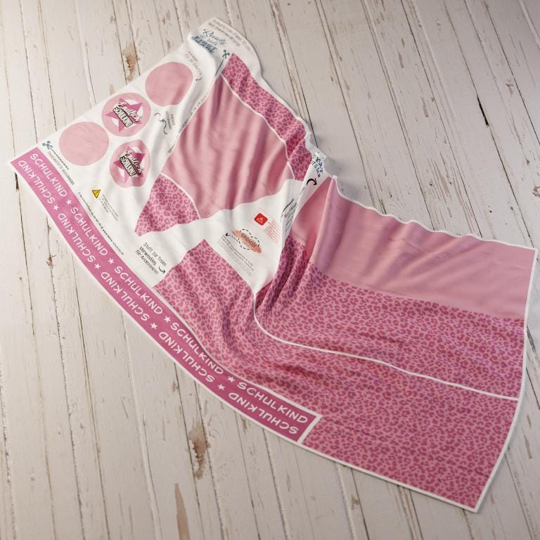Schultüten Nähset - Muster + Unifarben: Pink Leo - Baumwoll-Panel zum selber nähen - 70 cm oder 85 cm
