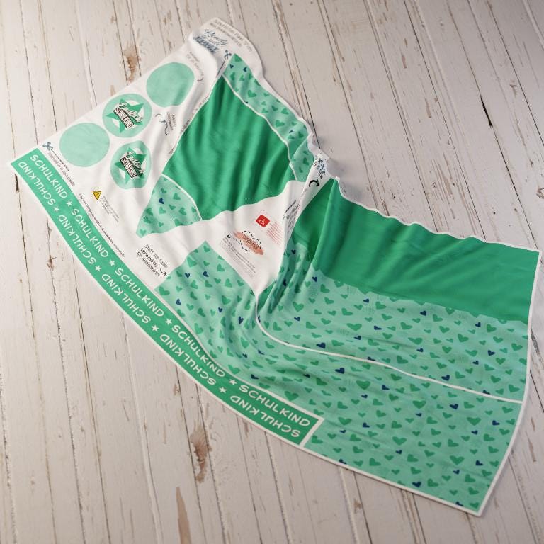 Schultüten Nähset - Muster + Unifarben: Türkise Herzen - Baumwoll-Panel zum selber nähen - 70 cm oder 85 cm