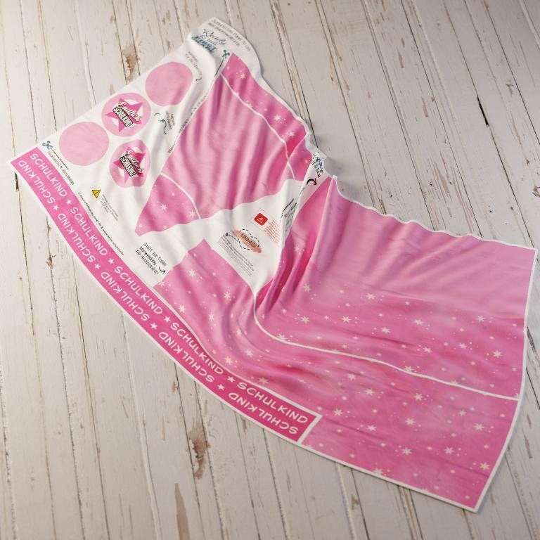 Schultüten Nähset - Muster + Unifarben: Sterne Rosa - Baumwoll-Panel zum selber nähen - 70 cm oder 85 cm