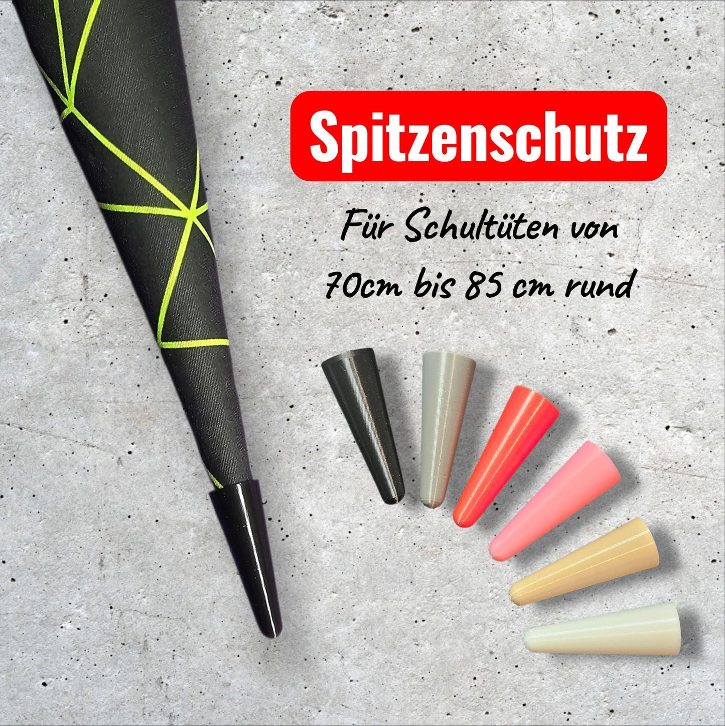 Schultüten Spitzenschutz | Schutz für Schultütenspitze | Zubehör für DIY Schultüte, Zuckertüte | 70 cm - 85 cm rund | Einschulung, Schulkind