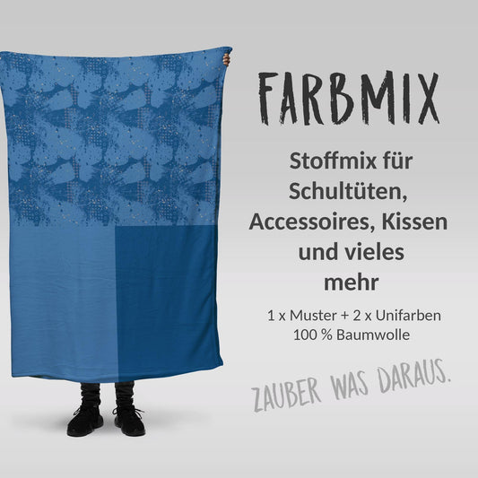 Stoffmix PANEL: Raketenabenteuer (97 cm x 150 cm) - perfekt für Schultüten & Accessoires zur Einschulung | Universum, Raumschiff, Astronaut