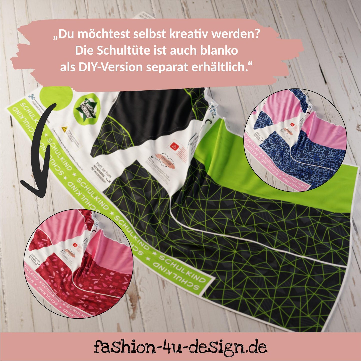 Schultüte: Pferd, Einhorn - DIY Näh-Set 70 cm oder 85 cm - selber nähen oder fix&fertig genäht - Wilde Blumen Altrosa inkl. Papprohling