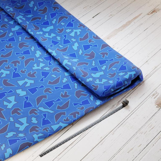 Baumwollsatin: Gletscherheld Blau - perfekt für Schultüten, Accessoires zur Einschulung - Ninja, Kämpfer, Held, Puzzle, Teile