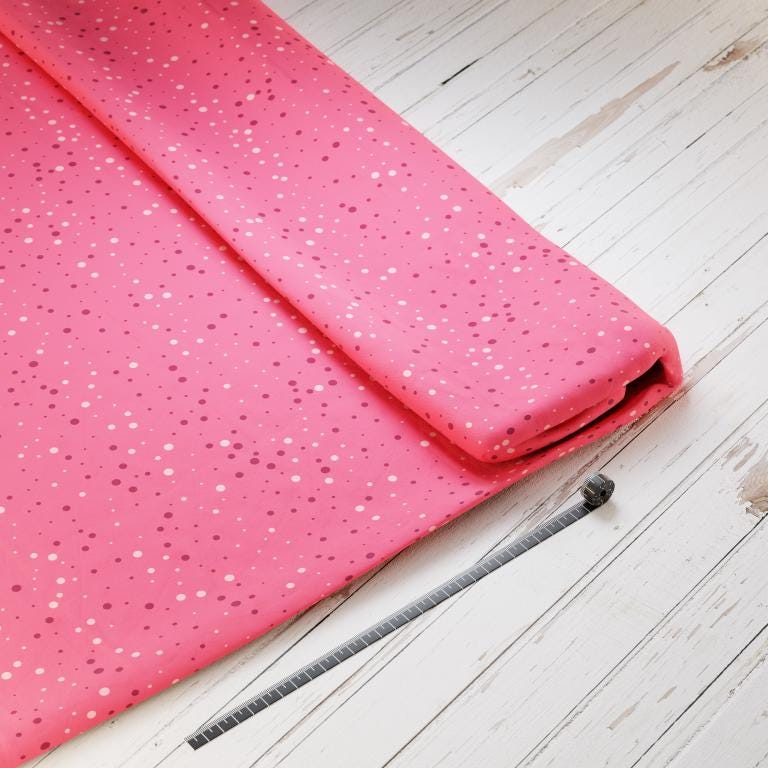 Baumwollsatin: Tanzende Punkte Koralle - perfekt für Schultüten, Accessoires zur Einschulung - Punkte, Bubbles, Pink, Kreise