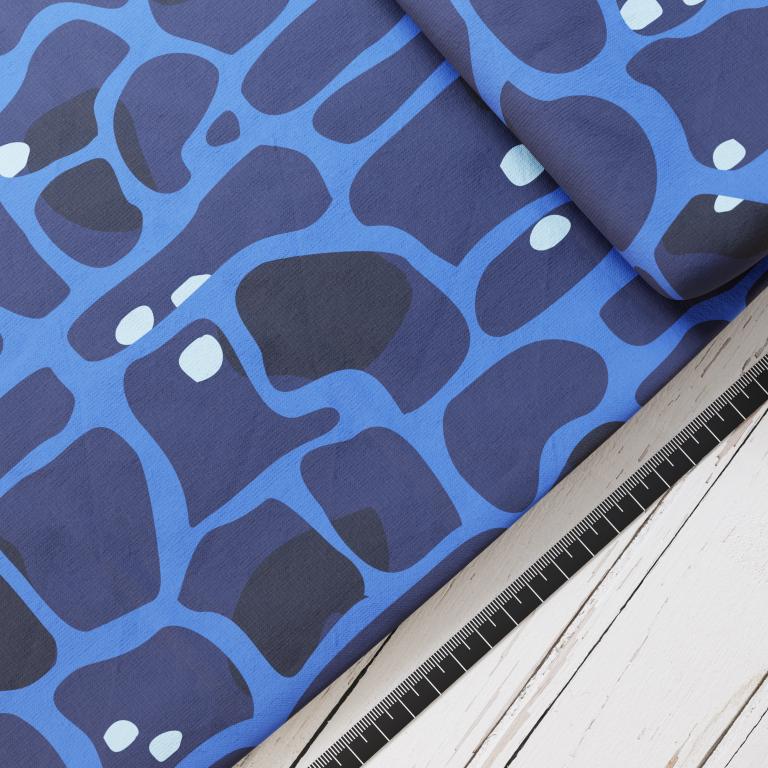 Baumwollsatin: Haiwellen - perfekt für Schultüten, Accessoires zur Einschulung - Meer, Hai, Unterwasser, Blau