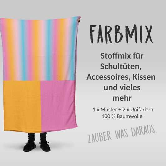 Stoffmix PANEL: Farbverlauf Orange (97 cm x 150 cm) - perfekt für Schultüten & Accessoires zur Einschulung | Sommer, Sonne, Urlaub, Sunset