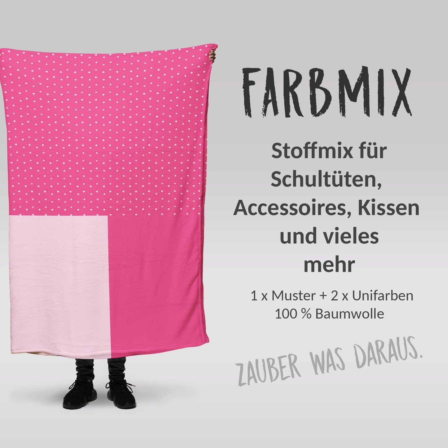 Stoffmix PANEL: Erdbeerzauber (97 cm x 150 cm) - perfekt für Schultüten & Accessoires zur Einschulung | Erdbeeren, Pink, Rosa