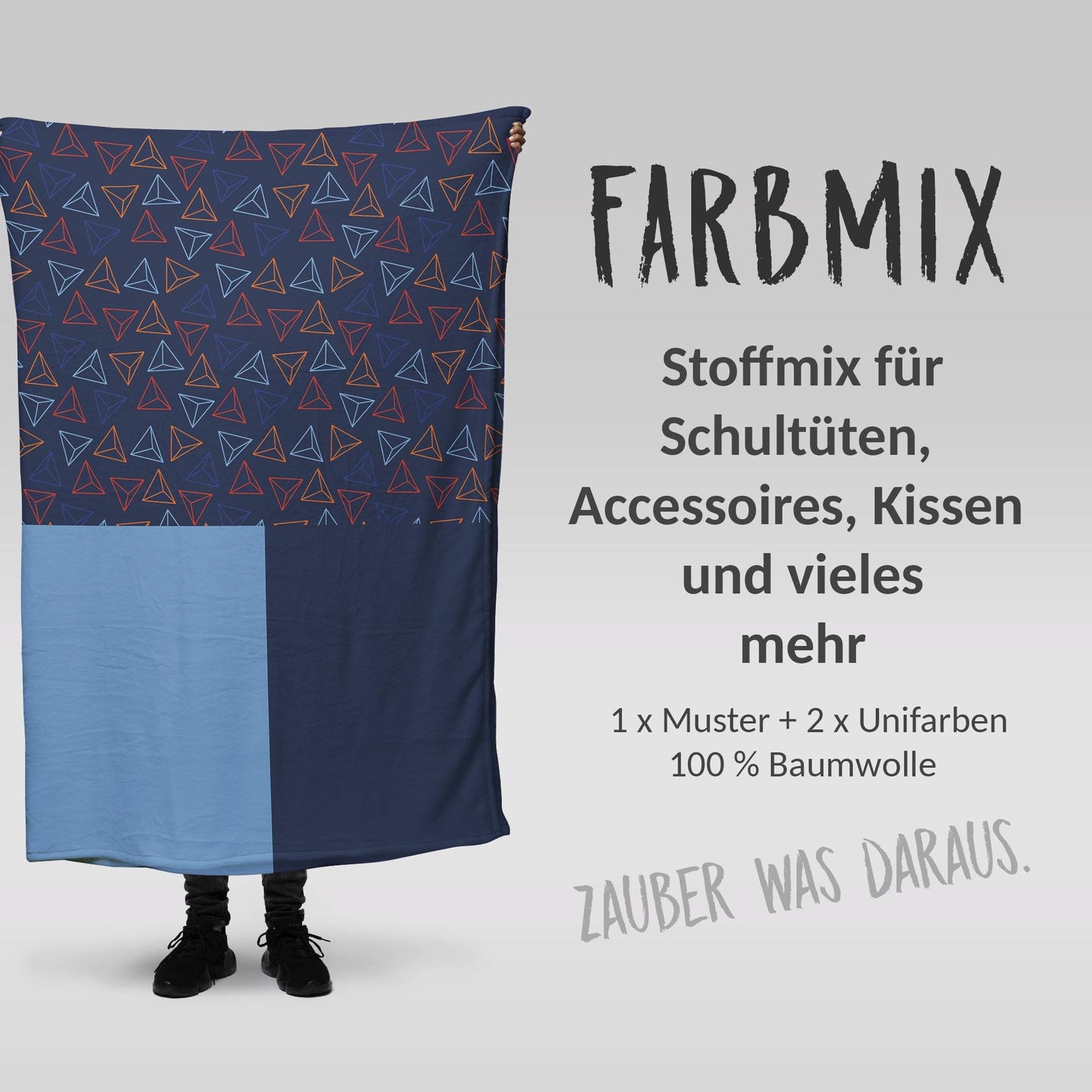 Stoffmix PANEL: Geodreieecke (97 cm x 150 cm) - perfekt für Schultüten & Accessoires zur Einschulung | Monstertruck, Offroad, Cars, Rennauto