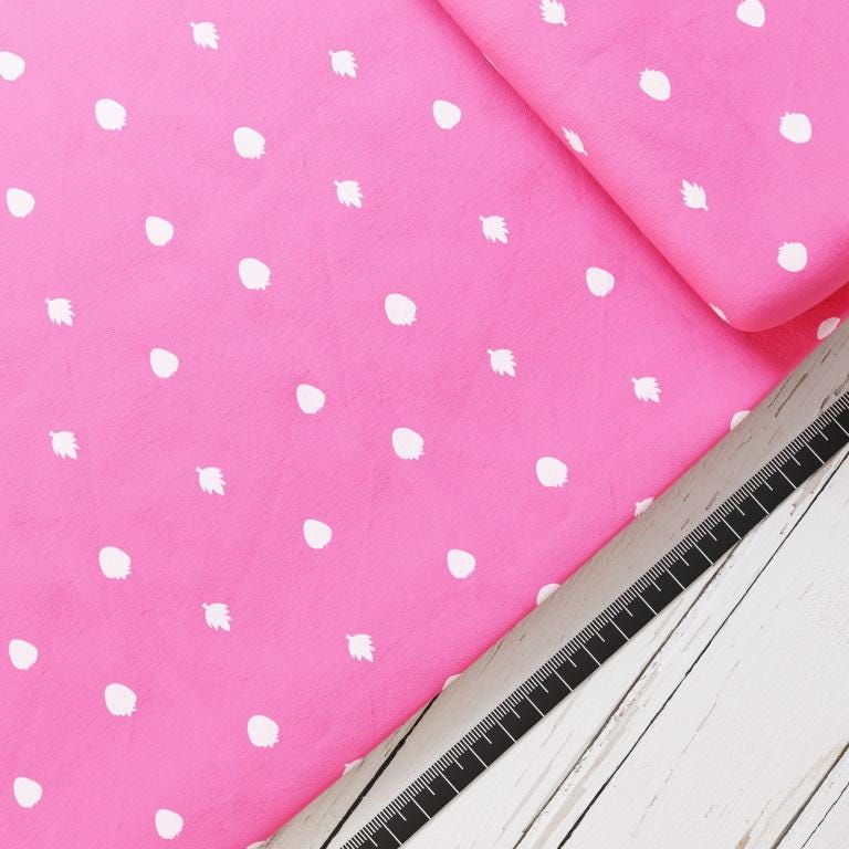 Baumwollsatin: Erdbeerzauber - perfekt für Schultüten, Accessoires zur Einschulung - Erdbeeren, Pink, Rosa