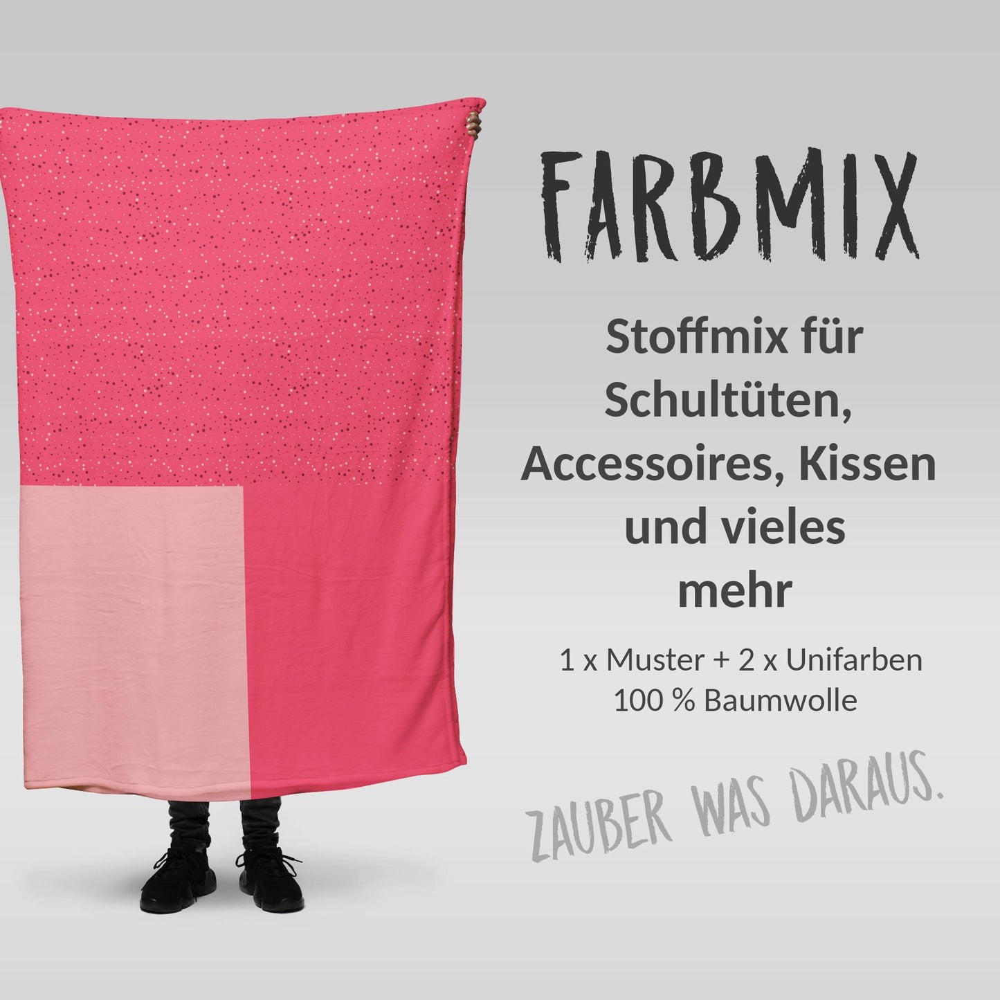 Stoffmix PANEL: Tanzende Punkte Koralle (97 cm x 150 cm) - perfekt für Schultüten & Accessoires zur Einschulung | Bubbles, Pink, Kreise