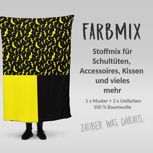 Stoffmix PANEL: Fledermäuse (97 cm x 150 cm) - perfekt für Schultüten & Accessoires zur Einschulung | Bats, Vampir, Monster