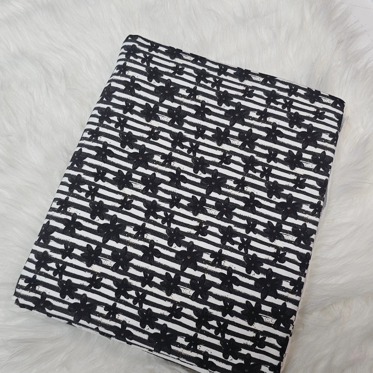 Sofortkauf: Jersey ca. 145 x 100 cm - Schwarze Blume