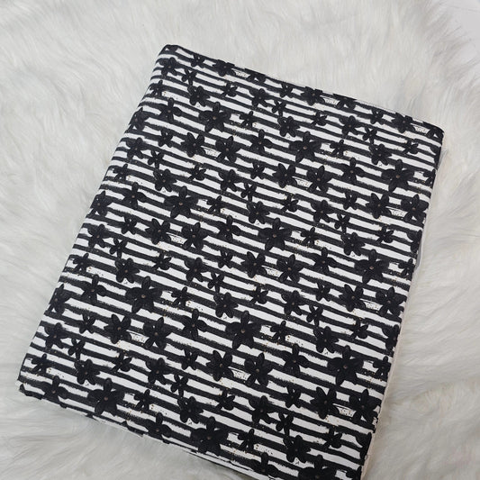 Sofortkauf: Jersey ca. 145 x 100 cm - Schwarze Blume