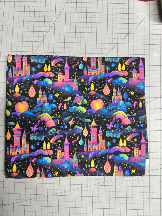 Sofortkauf: Baumwolle mit Muster ca. 100 x 150 cm - "Bunte Schlösser" - wie abgebildet - Nr. 115