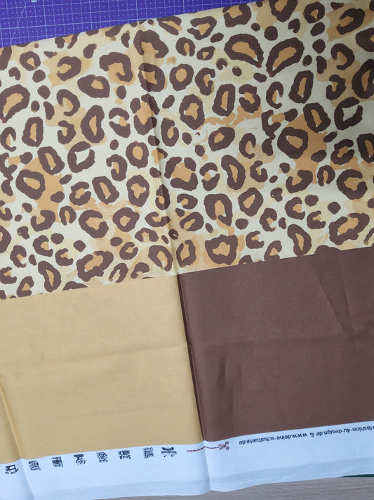 Sofortkauf: Baumwolle Stoffmix  ca. 150 x 100 cm - Leopard mit 2 unifarben