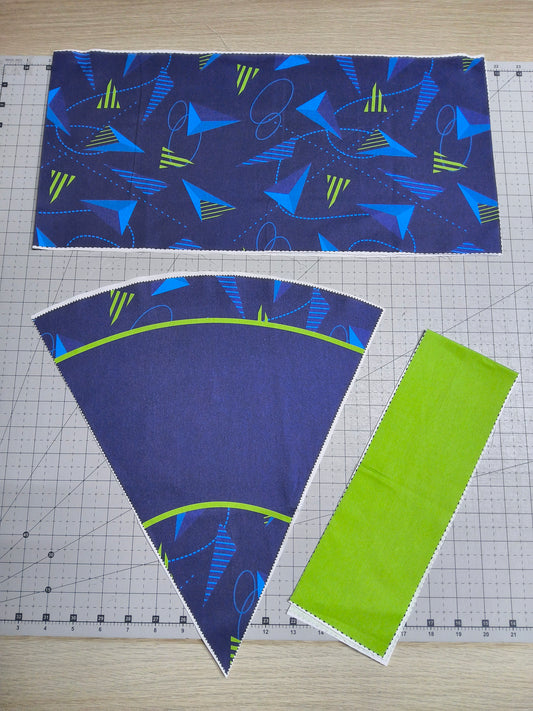 Sofortkauf DIY: 35 cm (Geschwistertüte) aus Baumwolle als Nähset - " Blaue Dreiecke- Blanco " - wie abgebildet - ( Nähset Geschwistertüte Nr. 141 )