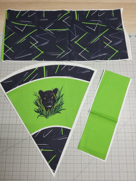 Sofortkauf 35cm: 35 cm (Geschwistertüte) aus Baumwolle als Nähset - "Ninja Blitze-Panther im Gras" - wie abgebildet