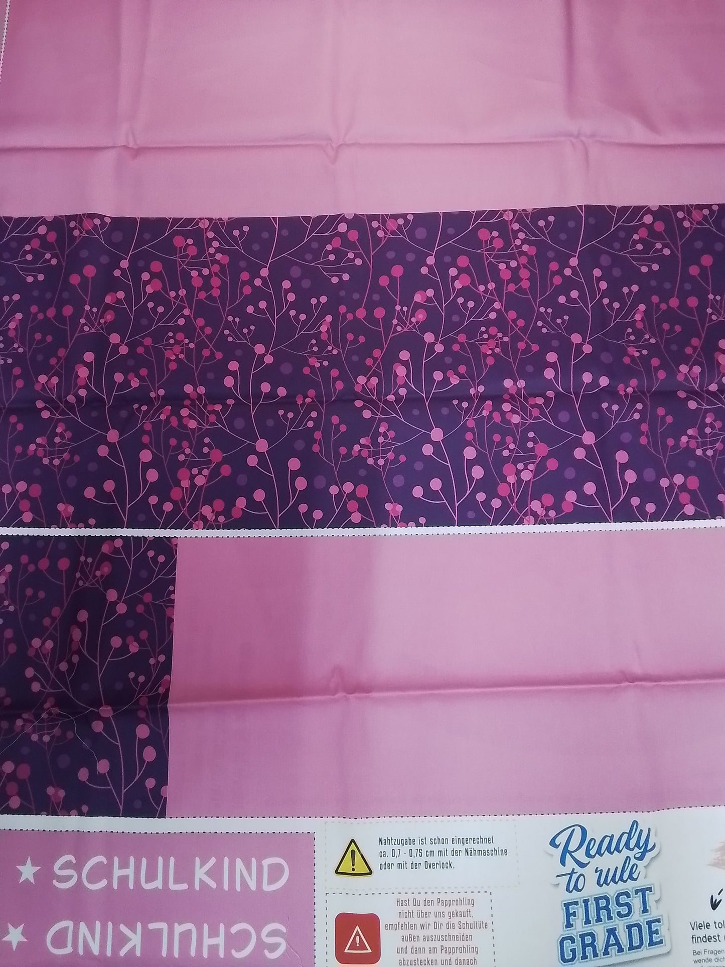 Sofortkauf: Schultüten Nähset inkl. Geschwistertüte - Baumwoll-Panel zum selber nähen- 70 cm + 35 cm - Wie abgebildet !!! (Name: Hanna + Schulkind 19.09.2026 / Muster:Einhorn auf Berries Pink - Nr. 007 )