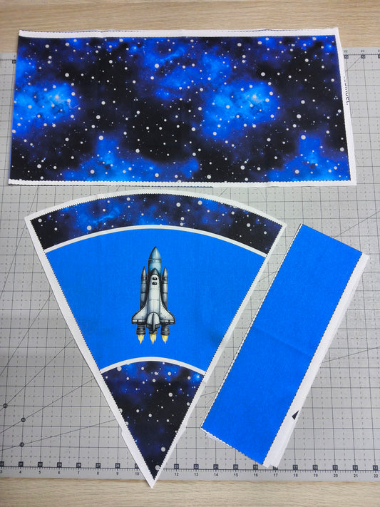 Sofortkauf DIY: 35 cm (Geschwistertüte) aus Baumwolle als Nähset - " Rakete auf Stella blue "  - wie abgebildet - ( Nähset Geschwistertüte Nr. 124 )