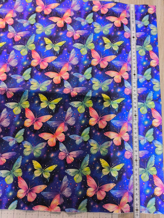 Sofortkauf: Baumwolle-Meterware ca. 150 x 50 cm - " Bunte Schmetterlinge " (Nr. 162)