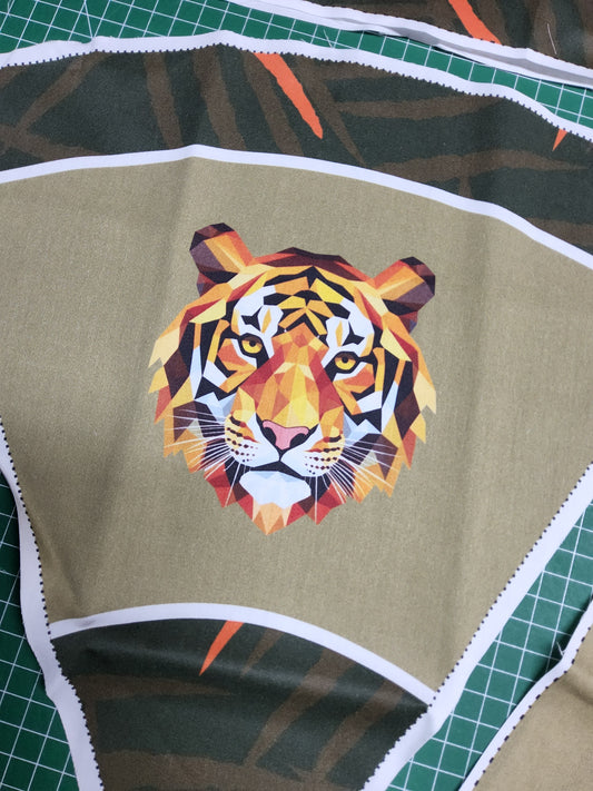 Sofortkauf 35cm: 35 cm Geschwistertüte aus Baumwolle als Nähset" Tiger-Dschungel" - wie abgebildet