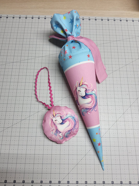 Sofortkauf 35cm: Zuckertüte mit Rohling 35 cm "Einhorn"(Geschwistertüte) - wie abgebildet