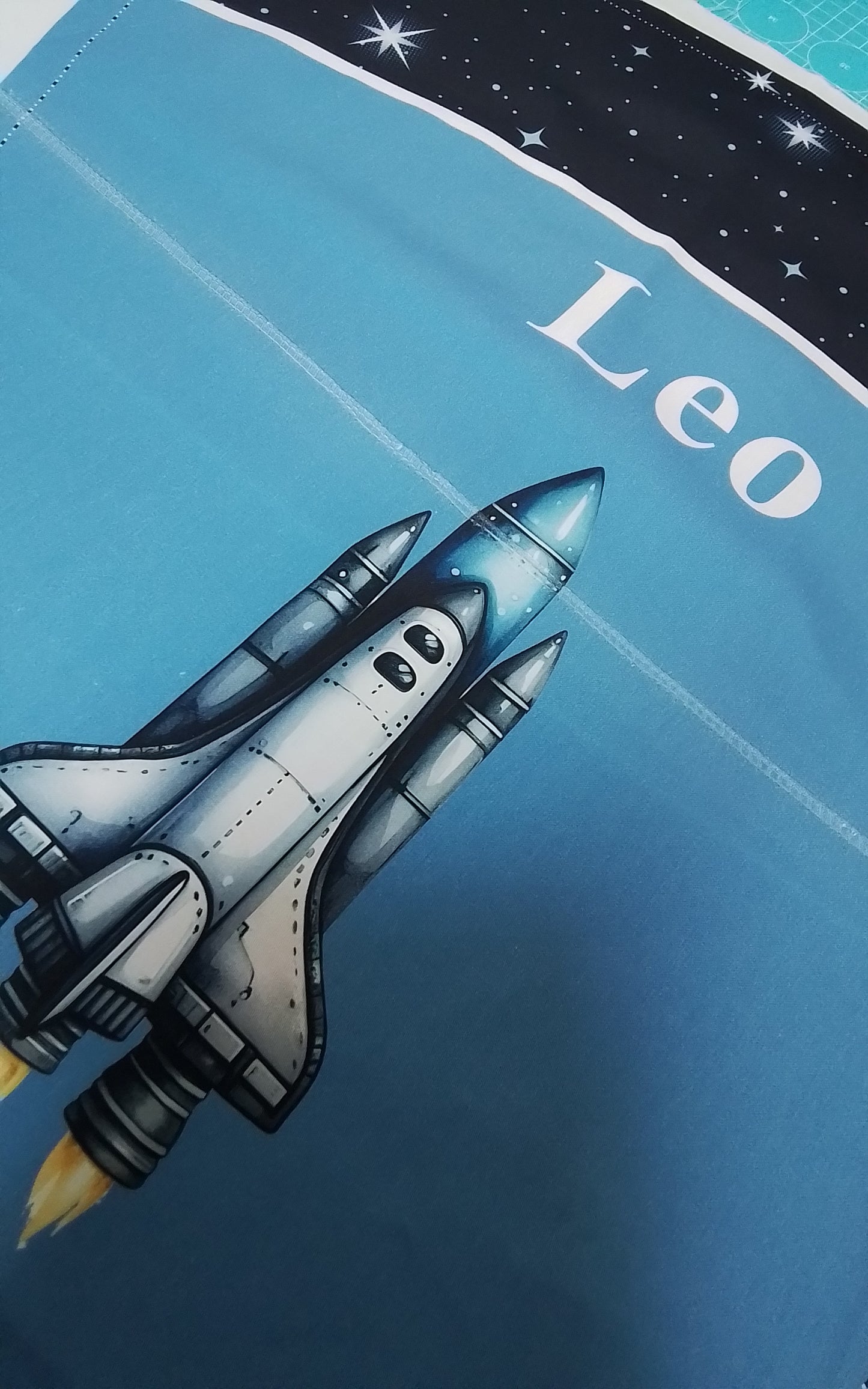 Sofortkauf: Schultüten Nähset - Muster+Leo+Naht durchgehend- Geschwistertüte-"Rakete auf Weltall Nachtblau"-Baumwoll-Panel zum selber nähen- 85 cm und 35 cm.Wie abgebildet!!!