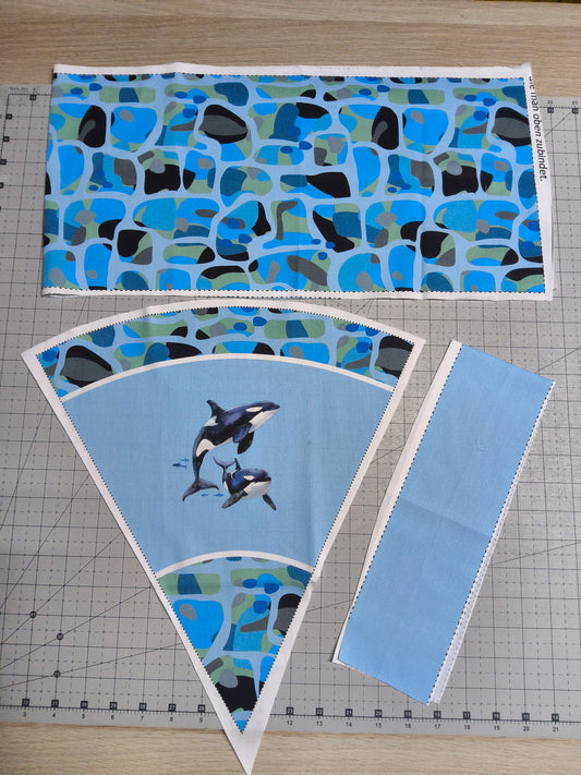 Sofortkauf DIY: 35 cm (Geschwistertüte) aus Baumwolle als Nähset - " Wahl - Aquarium " - wie abgebildet - ( Nähset Geschwistertüte Nr. 110)