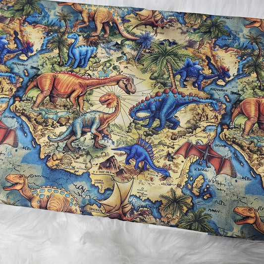 Sofortkauf: Baumwolle ca. 150 x 100 cm - Dinosaurier Landkarte