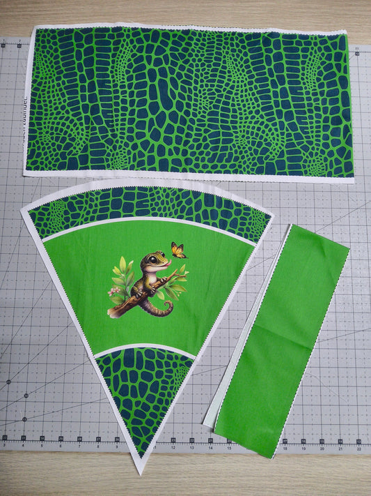 Sofortkauf DIY: 35 cm (Geschwistertüte) aus Baumwolle als Nähset - " Eidechse auf Eidechsenhaut " (kleiner Druckfehler-siehe Bild siehe Bild) - wie abgebildet - (Nähset Geschwistertüte Nr. 132 )