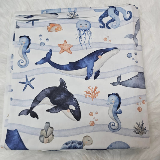 Sofortkauf: Baumwolle ca. 150 x 100 cm - Wal, Delfin, Krake