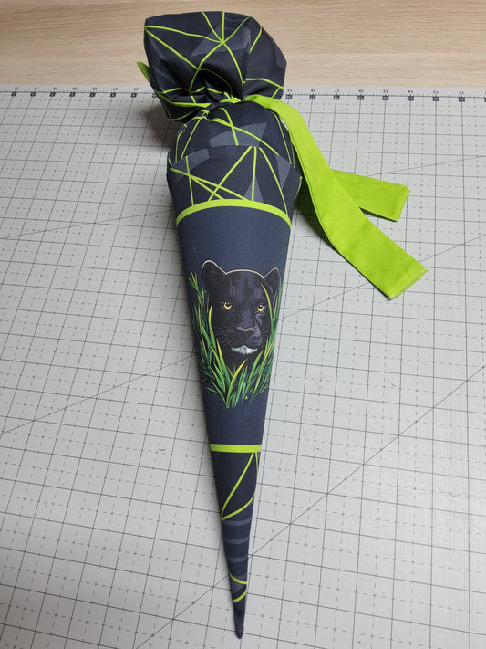 Sofortkauf 35cm: Zuckertüte 35cm mit Rohling Dark with Stripes-Panther (Geschwistertüte) - wie abgebildet