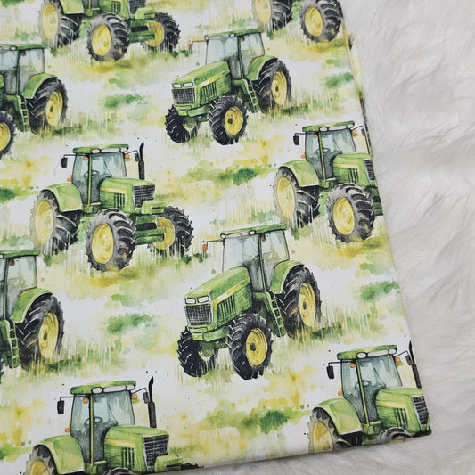 Sofortkauf: Baumwolle ca. 150 x 100 cm - Traktor grün